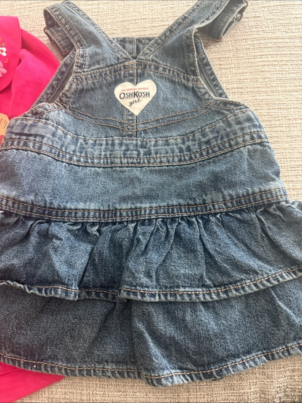 Oshkosh girls two piece cotton long sleeve button @overalls so cute size 9M